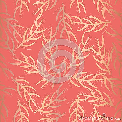 Copper foil floral seamless vector pattern coral Vector Illustration