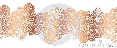 Copper foil flower bouquet seamless vector border. Rose gold floral border. Vector Illustration