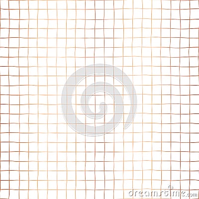 Copper foil grid seamless vector pattern background. Rose gold shiny hand drawn raster square shapes on white. Elegant background Vector Illustration