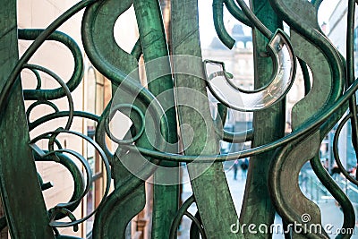 Copper Green Ornate Railings Stock Photo