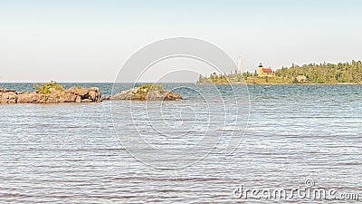 Copper Harbor Lighthouse, Lake Superior, MI Stock Photo