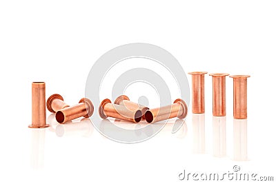 Copper Inserts for Compression Fittings Stock Photo