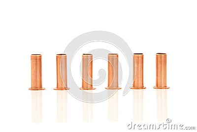 Copper Inserts Plumbing Parts in a Line Stock Photo