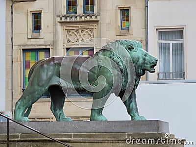 Copper lion in Luxembourg Editorial Stock Photo