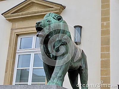Copper lion in Luxembourg Editorial Stock Photo
