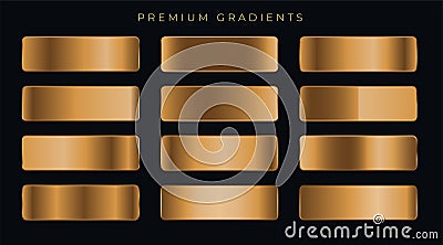 Copper metallic premium gradients set Vector Illustration