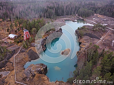 Copper mining in finland blue water nature Stock Photo