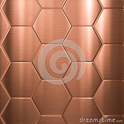 copper octagons, steel texture, metal, metal circle, metal layers, copper color metal texture, metallic texture, coppery Stock Photo