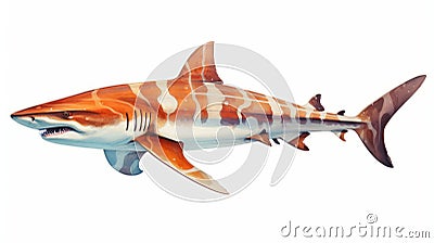 Copper Orange Shark With Beautiful Stripes - Wildlife Muralism Stock Photo