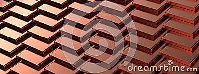 Copper overlapping metal pattern Metallic Elegant Modern 3D Rendering image background Stock Photo