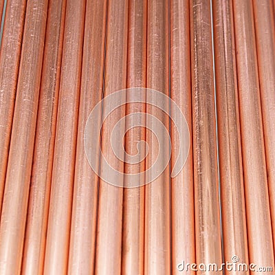 Copper pipes Stock Photo