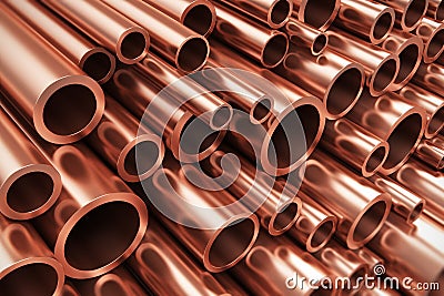 Copper pipes Stock Photo