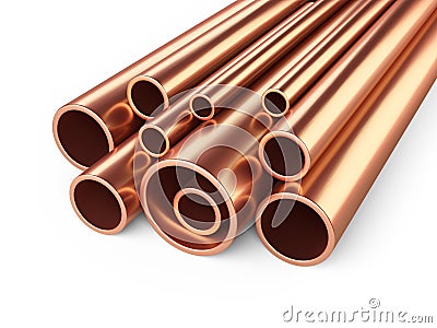 Copper pipes profile stack. Cartoon Illustration