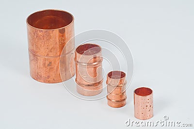 Copper plumbing fittings Stock Photo