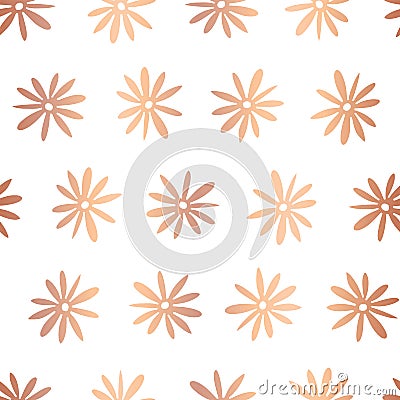 Copper rose foil flower vector seamless pattern Vector Illustration