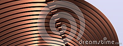 Copper Round Coiled Metallic Elegant Modern 3D Rendering Image Background Stock Photo