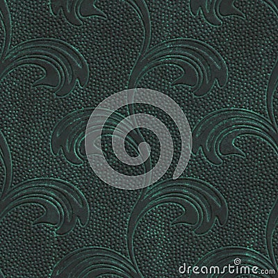 Copper seamless texture with flowers pattern on a oxide metallic background Cartoon Illustration