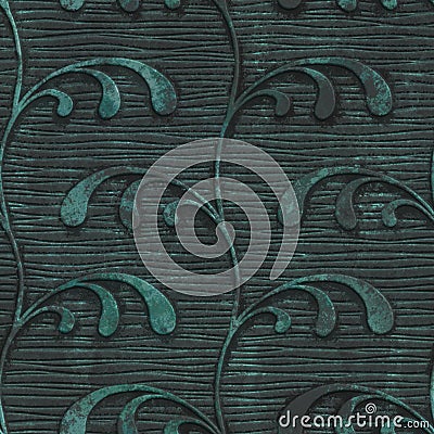 Copper seamless texture with geometric pattern on a oxide metallic background Cartoon Illustration