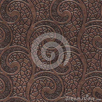 Copper seamless texture with swirls pattern Cartoon Illustration