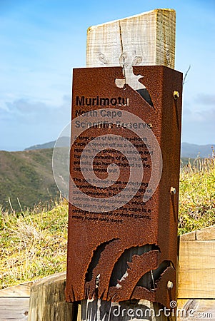 Copper sign at Cape Reinga Stock Photo