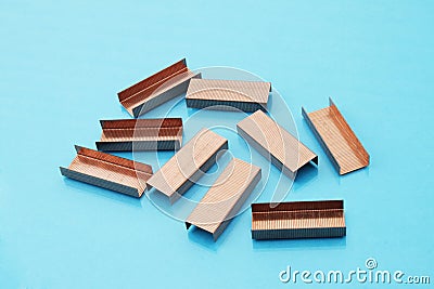 Copper Staples Stock Photo