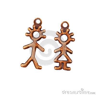 Copper Stick People Charms Stock Photo