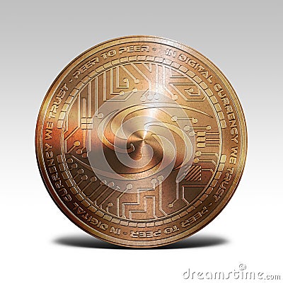 Copper syscoin coin isolated on white background 3d rendering Cartoon Illustration