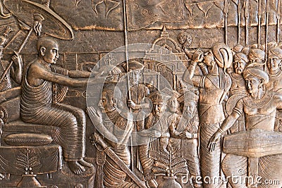 Copper Tooling at Golden Temple, Sri Lanka Stock Photo