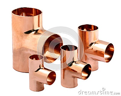 Copper Tree Fittings Stock Photo