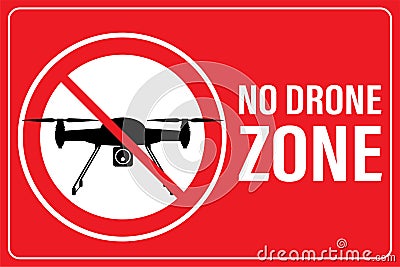 Copter launch forbidden - no air drone allowed sign, quadrocopter flight banned. No drone zone Vector Illustration