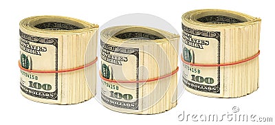 Copula of dollars on white Stock Photo