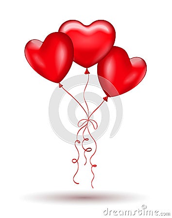 Copula of red gel balloons in the shape of a heart Vector Illustration