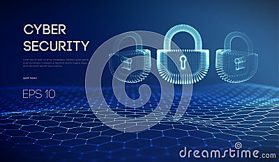 Coputer internet cyber security background. Cyber crime vector illustration. digital lock Vector Illustration