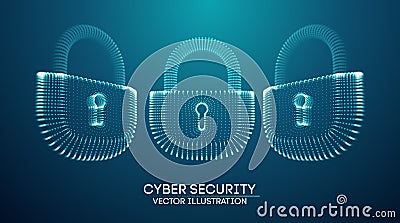 Coputer internet cyber security background. Cyber crime vector illustration. digital lock Vector Illustration