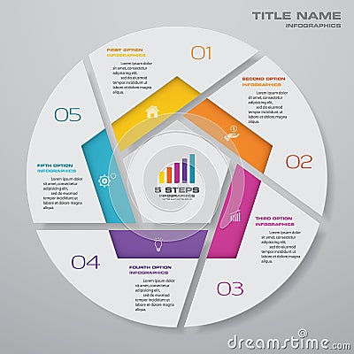 5 steps cycle chart infographics elements. Vector Illustration