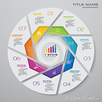 7 steps cycle chart infographics elements for data presentation. Vector Illustration