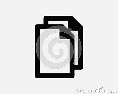 Copy Document Icon. Duplicate File Two Double Page Paper Form Note Computer. Black White Sign Symbol EPS Vector Vector Illustration