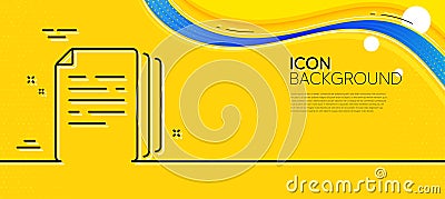 Copy documents line icon. Doc file duplicates sign. Minimal line yellow banner. Vector Stock Photo