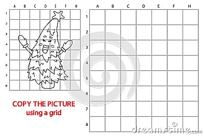 Copy grid picture christmas tree Vector Illustration