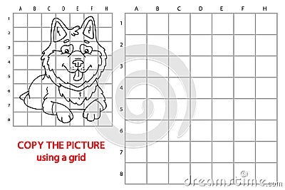 Copy grid picture husky Vector Illustration