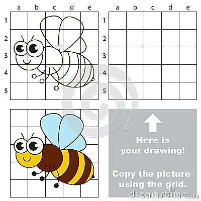 Copy the image using grid. Bee. Vector Illustration