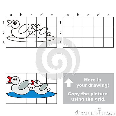 Copy the image using grid, the simple educational kid game. Vector Illustration