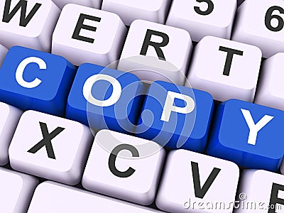 Copy Key Shows Copying Duplicating Or Replicate Stock Photo