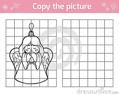 Copy the picture for children. Christmas toys, angel Vector Illustration