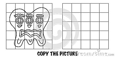 Copy the picture. Crazy alien monster with 3 eyes. Stock Photo