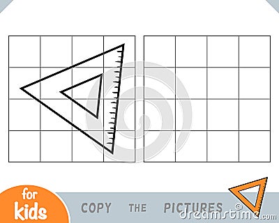 Copy the picture, education game, Triangle ruler Vector Illustration