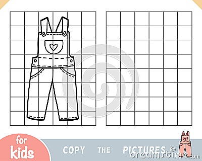 Copy the picture, game for children, Kids dungarees Vector Illustration