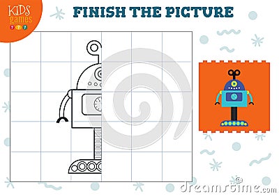 Copy picture vector illustration. Complete and coloring game for preschool and school kids Vector Illustration