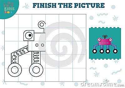 Copy picture vector illustration. Complete and coloring game for preschool and school kids Vector Illustration
