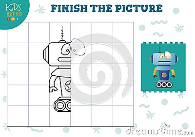 Copy picture vector illustration. Complete and coloring game for preschool and school kids Vector Illustration